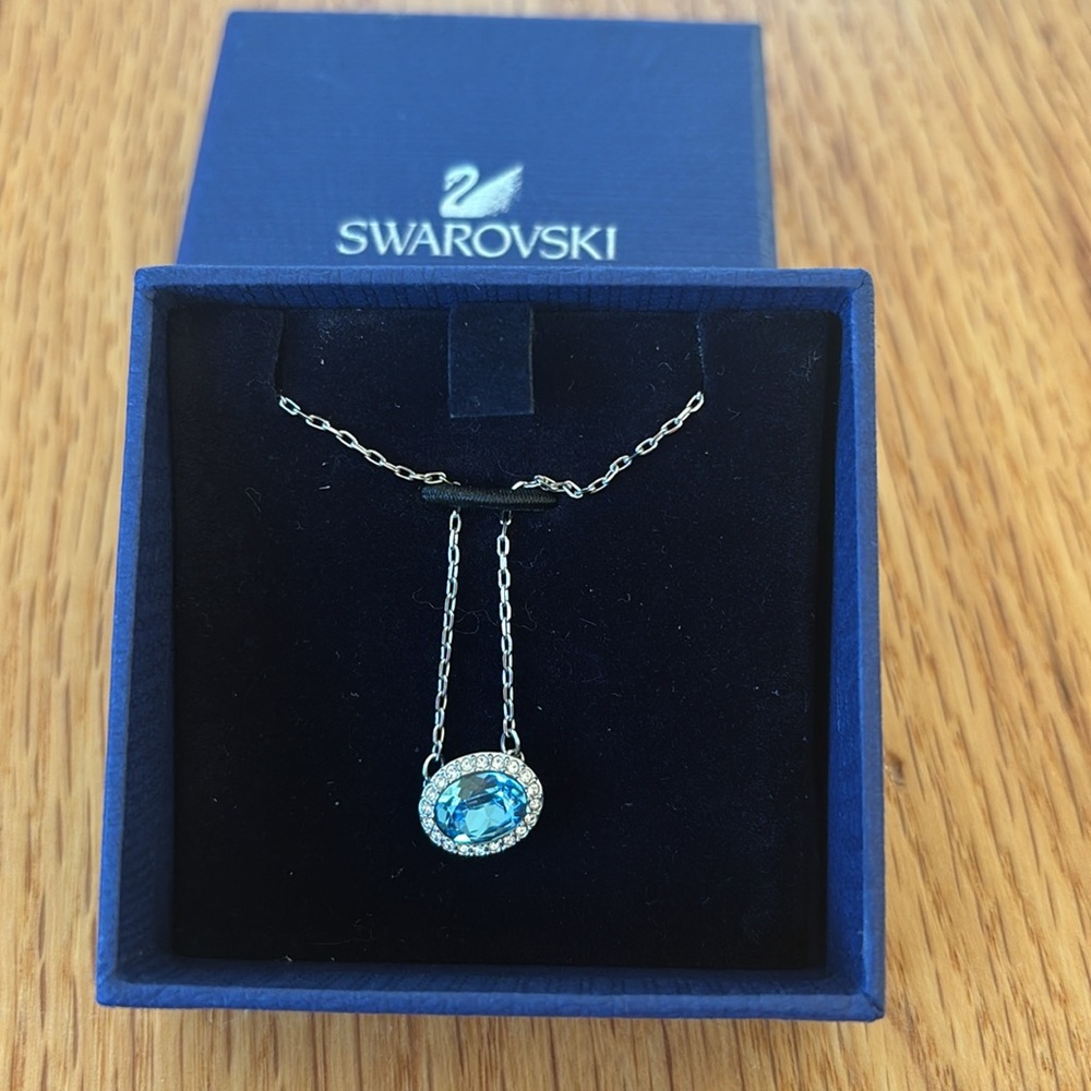 Swarovski | NWT Aqua and Crystal Silver Necklace